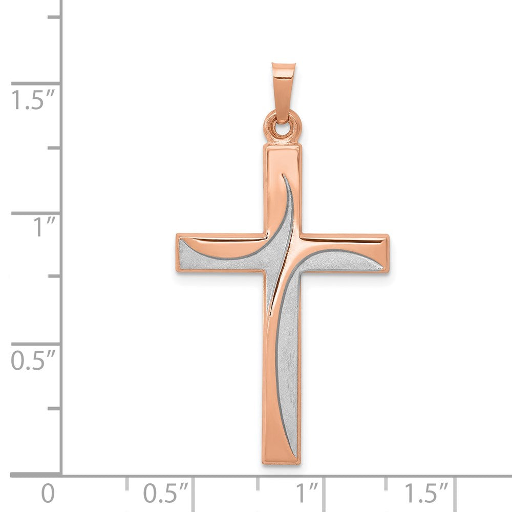 14k Rose Gold and White Rhodium Cross Pendant