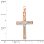 14k Rose Gold and White Rhodium Hollow Cross Pendant
