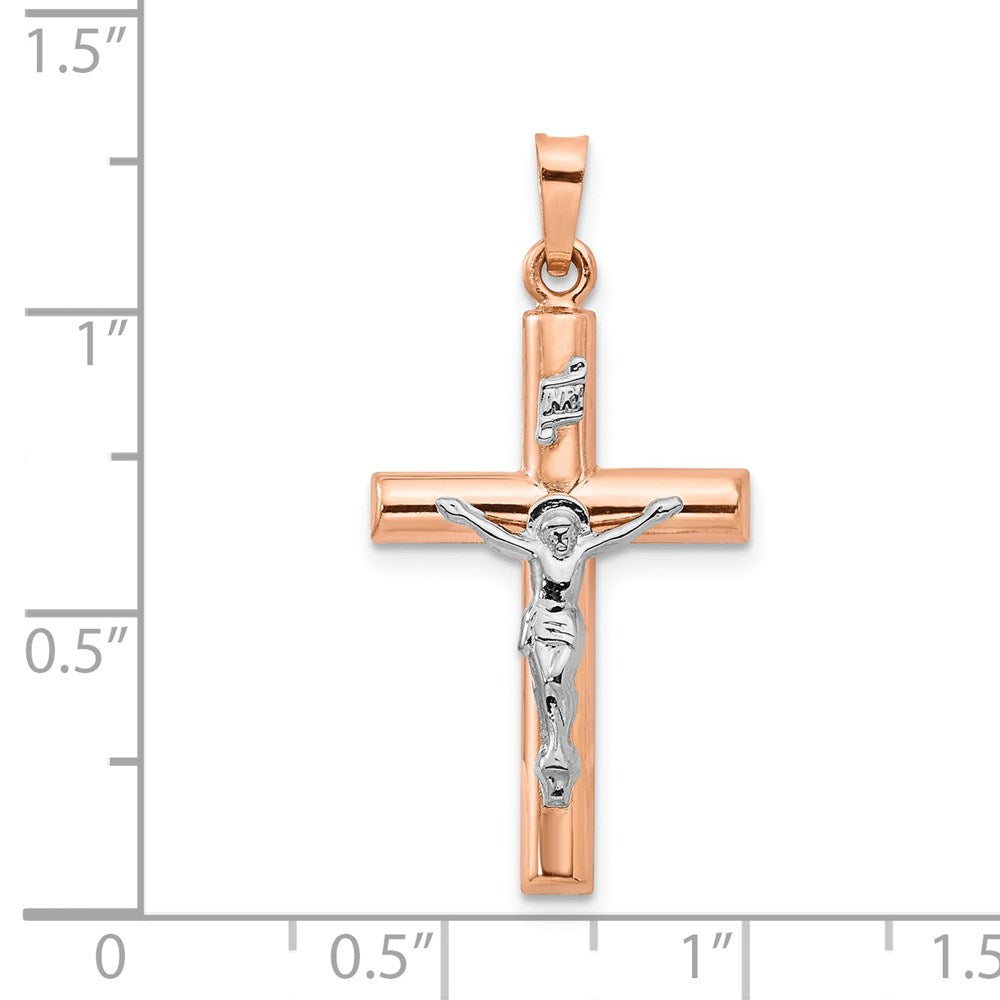 14k Two-tone Hollow Crucifix Pendant