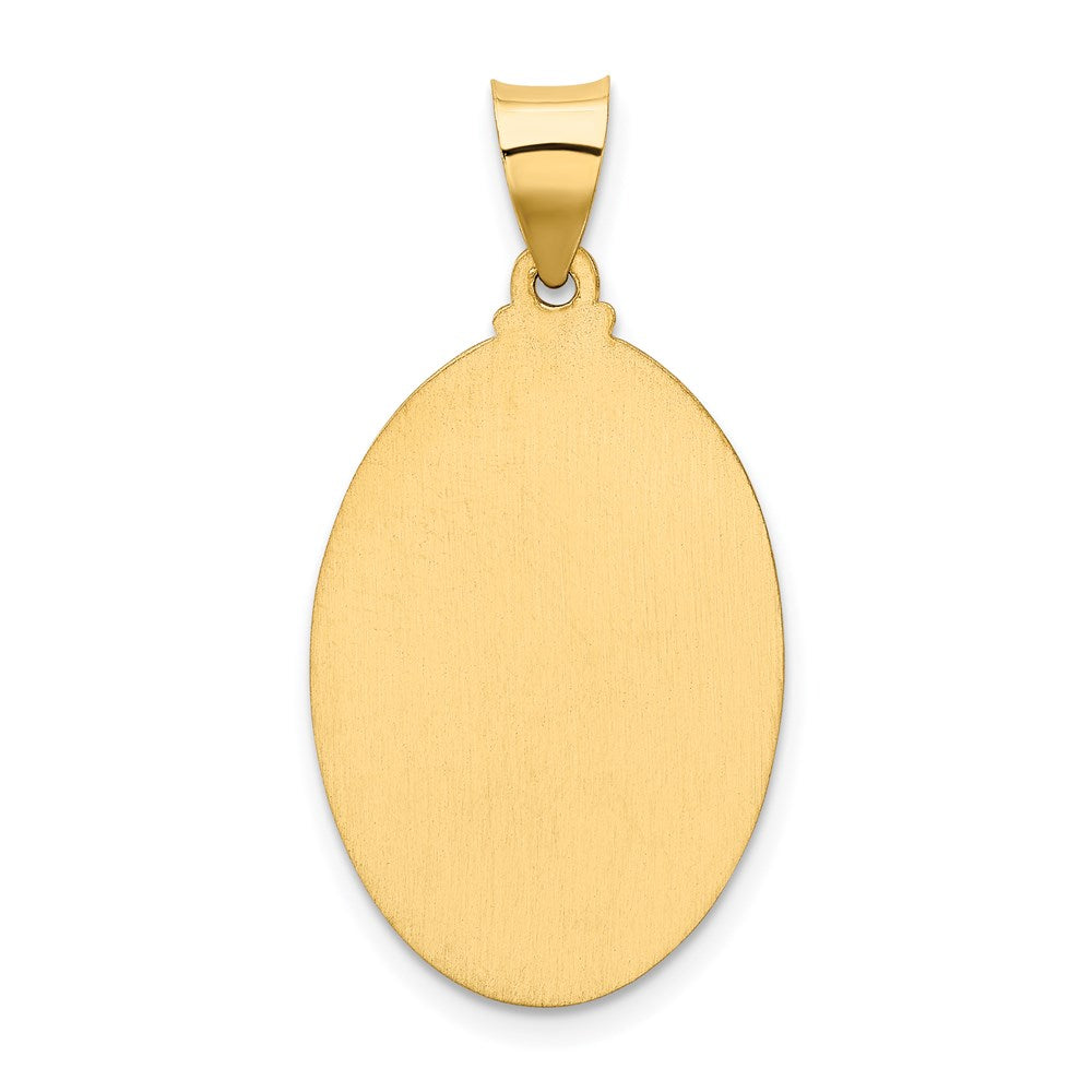 14k Polished and Satin Hollow Our Lady of Guadalupe Medal Oval Pendant