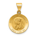 14k Polished and Satin Hollow Our Lady of Sorrows Medal Round Pendant