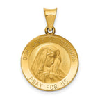 14k Polished and Satin Hollow Our Lady of Sorrows Medal Round Pendant