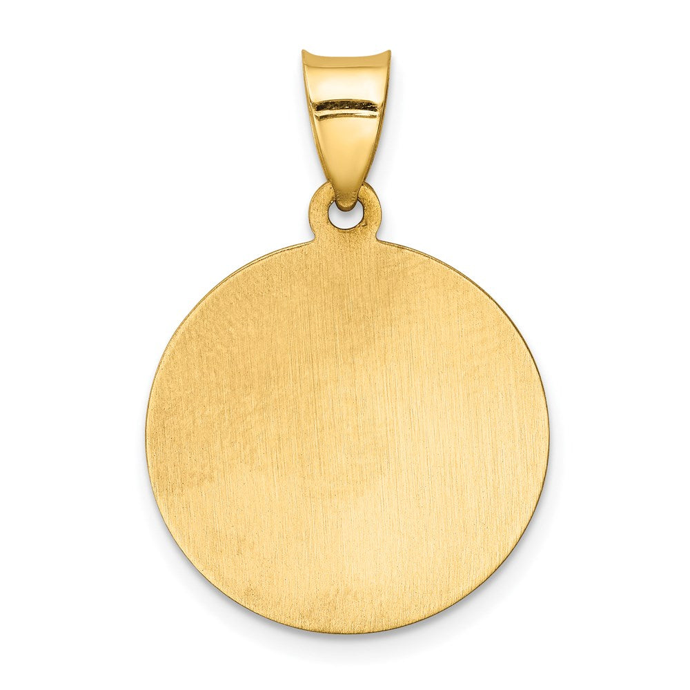 14k Polished and Satin Hollow Caridad Del Cobre Medal Round Pendant