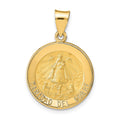 14k Polished and Satin Hollow Caridad Del Cobre Medal Round Pendant