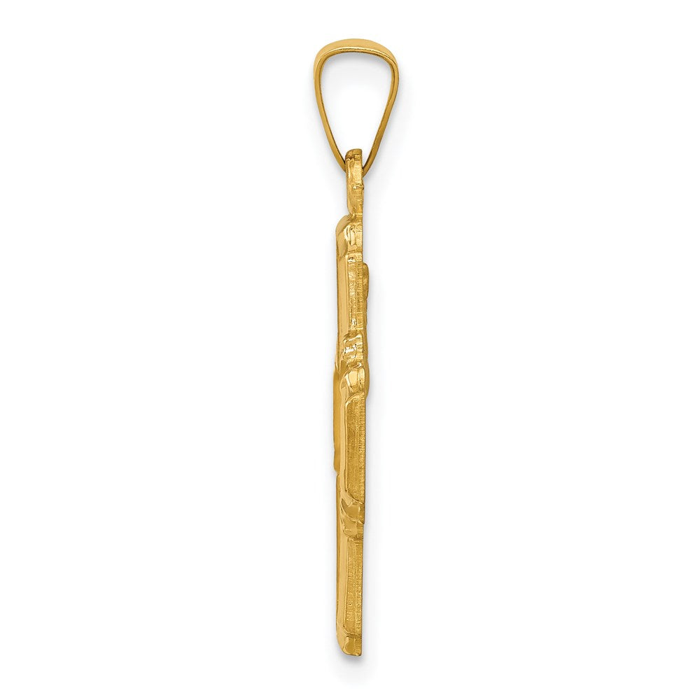 14k Polished and Satin Hollow Four-Way Medal Pendant
