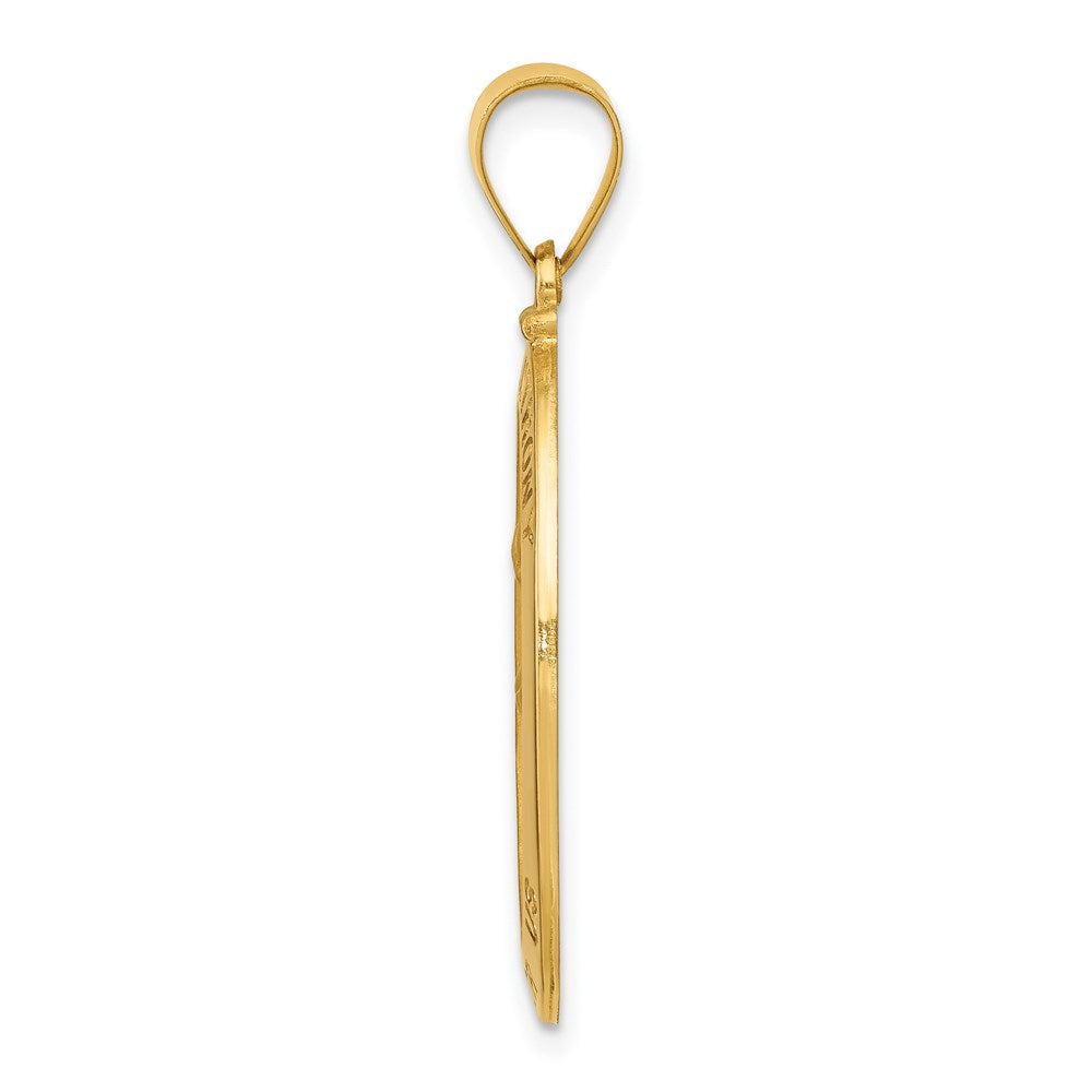 14k Polished and Satin Hollow St. Anthony Medal Oval Pendant