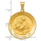 14k Polished and Satin Hollow Large St. Anthony Medal Pendant