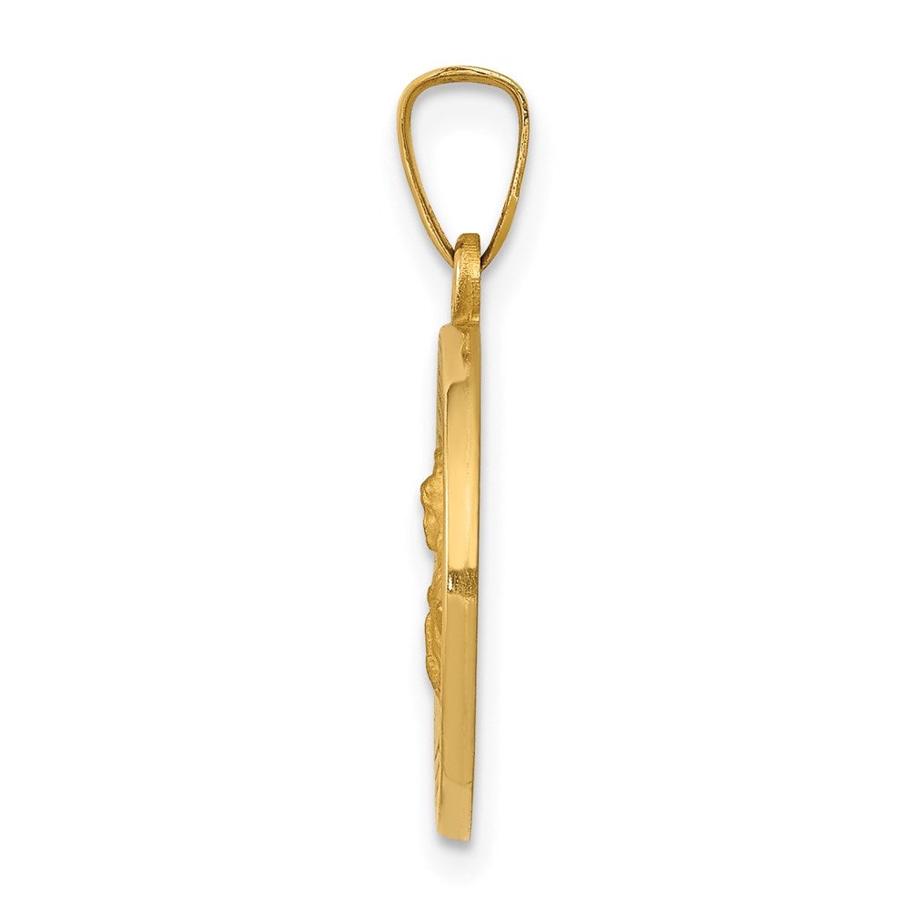 14k Polished and Satin Hollow St. Barbara Medal Pendant
