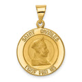 14k Polished and Satin Hollow St. Charles Medal Pendant