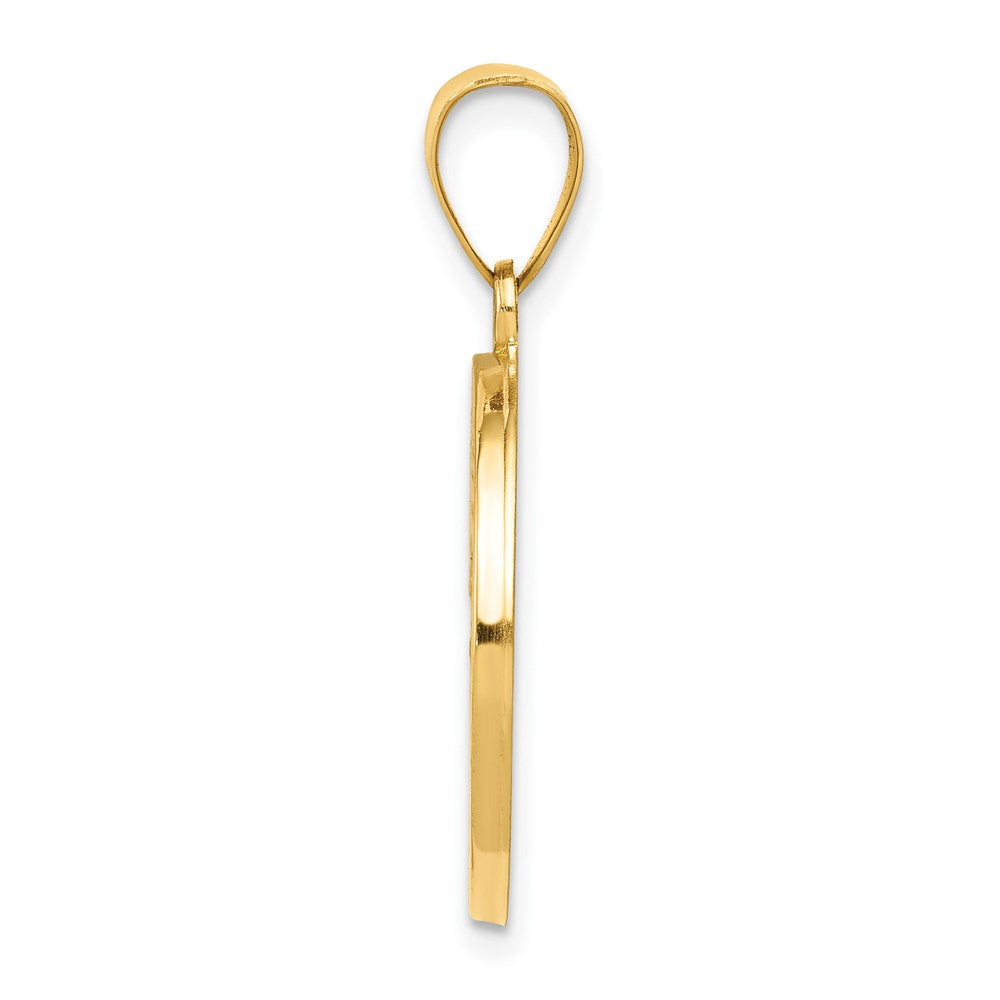 14k Polished and Satin Hollow St. Christopher Medal Round Pendant