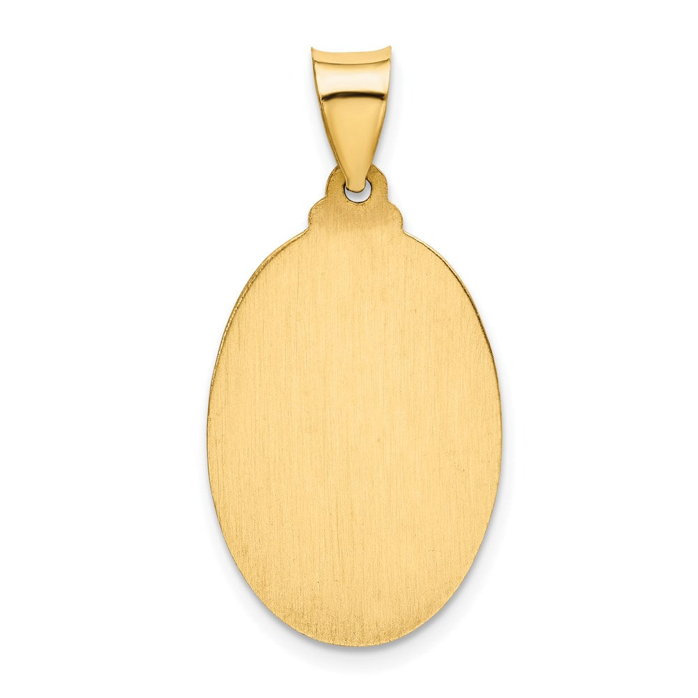 14k Polished and Satin Hollow St. Christopher Medal Oval Pendant