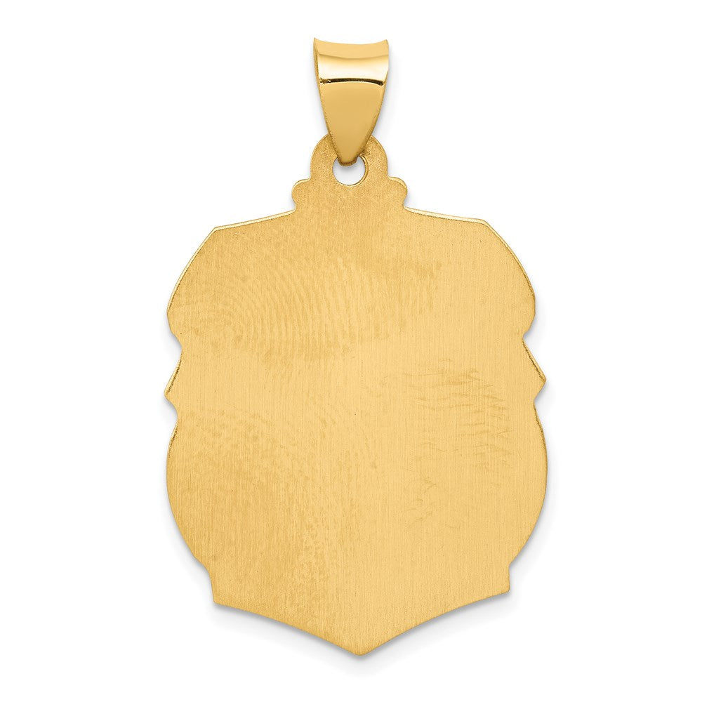 14k Polished and Satin Hollow Large St. Michael Medal Badge Pendant