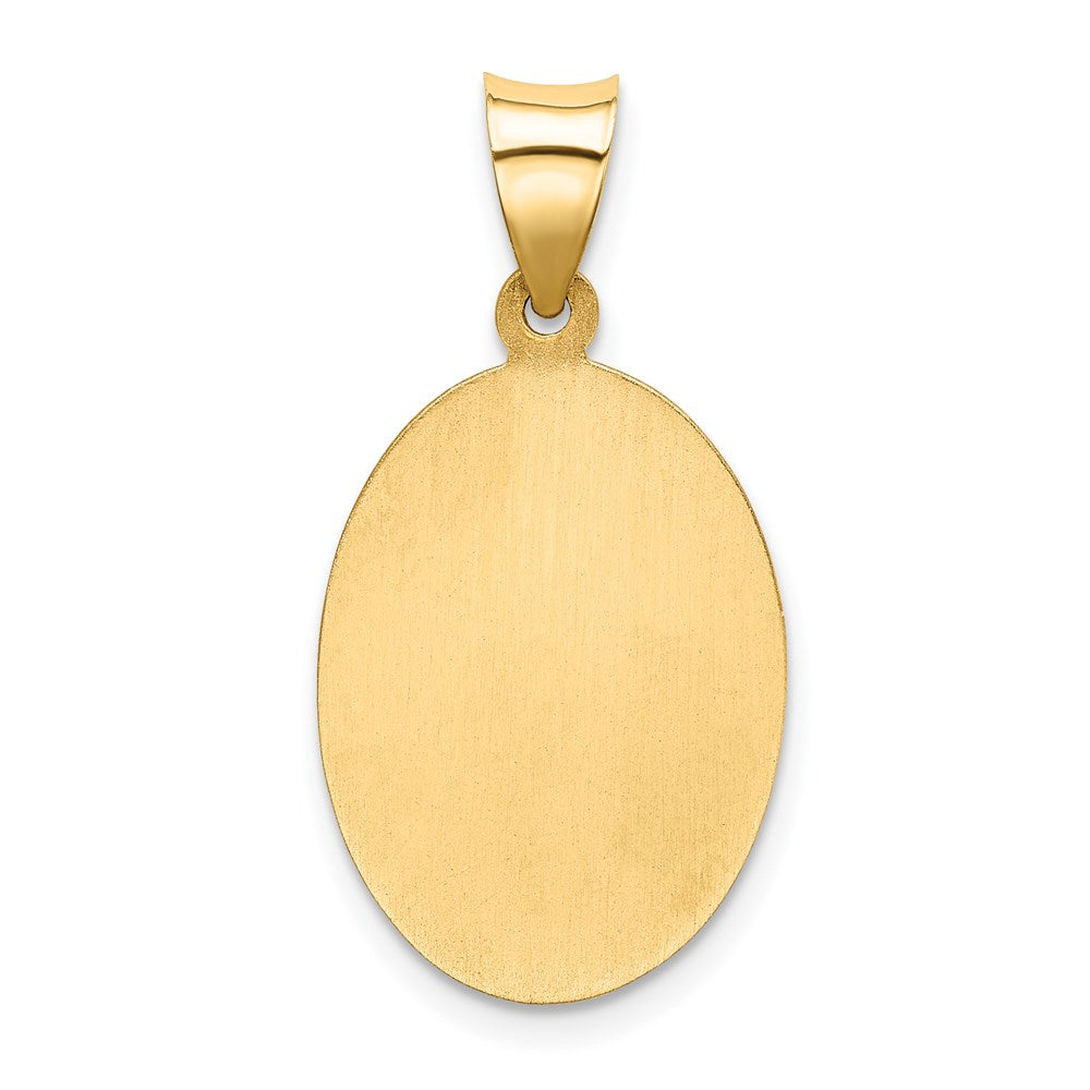 14k Polished and Satin Hollow St Christopher Medal Oval Pendant