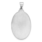 14k White Gold Polished and Satin Hollow Saint Christopher Medal Oval Pendant