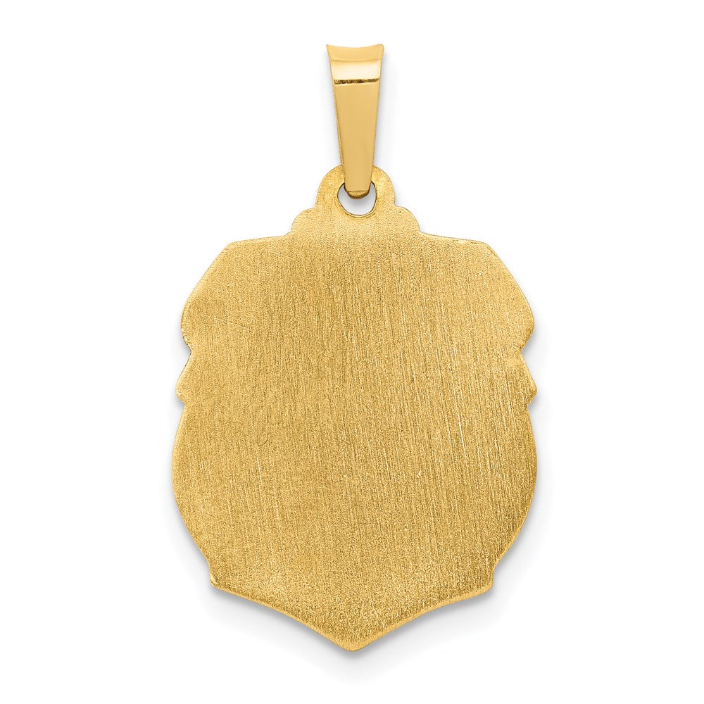 14k Polished and Satin Hollow Small St Michael Medal Badge Pendant