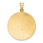 14k Polished and Satin Hollow Large St Florian Medal Round Pendant