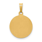 14k Polished and Satin Hollow St Francis Medal Round Pendant