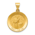 14k Polished and Satin Hollow Saint Gerard Medal Round Pendant