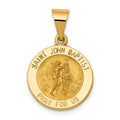 14k Polished and Satin Hollow St John the Baptist Medal Round Pendant