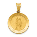 14k Polished and Satin Hollow St John the Baptist Medal Round Pendant
