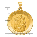14k Polished and Satin Hollow Large St Joseph Medal Round Pendant