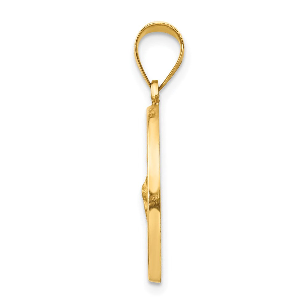 14k Polished and Satin Hollow St Jude Thaddeus Medal Round Pendant