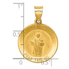 14k Polished and Satin Hollow St Jude Thaddeus Medal Round Pendant