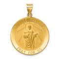 14k Polished and Satin Large Hollow St. Jude Thaddeus Medal Round Pendant