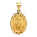 14k Polished and Satin Hollow St Jude Thaddeus Medal Oval Pendant
