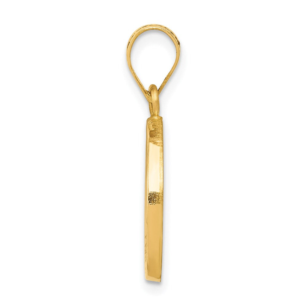 14k Polished and Satin Hollow St Matthew Medal Round Pendant