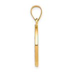 14k Polished and Satin Hollow St Nicholas Medal Round Pendant