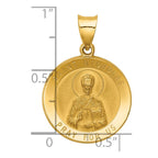 14k Polished and Satin Hollow St Nicholas Medal Round Pendant