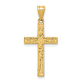 14k Etched Floral Cross Pendant