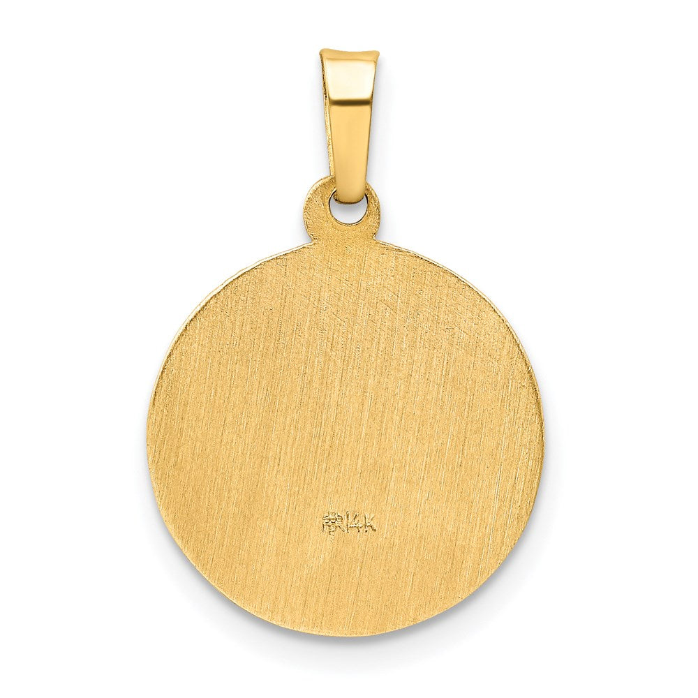 14k Polished and Satin Hollow CONFIRMATION Medal Round Pendant
