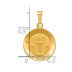 14k Polished and Satin Hollow CONFIRMATION Medal Round Pendant