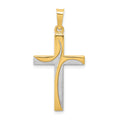 14K and White Rhodium Satin and Polished Latin Cross Pendant