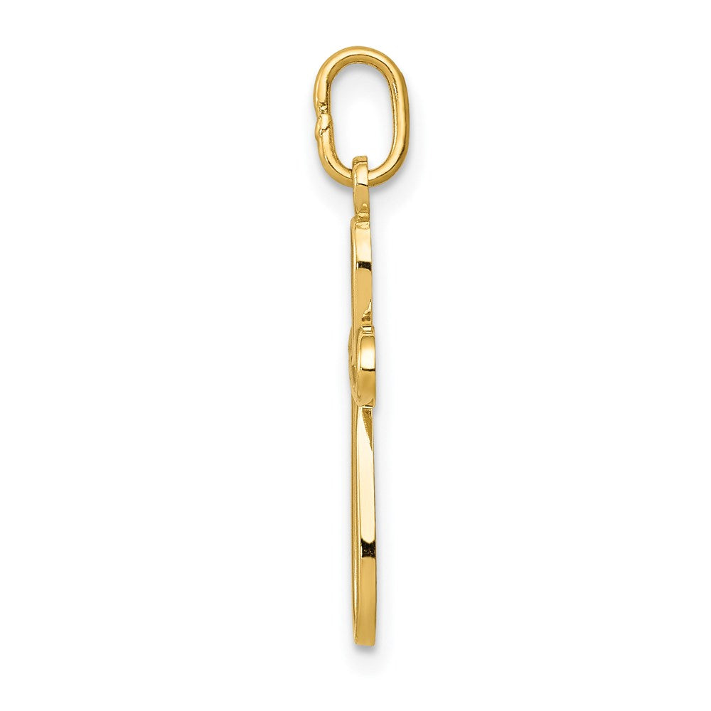 14k Polished Small Ribbon Cross Pendant