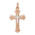 14K Two-Tone Fleur de Lis Cross Pendant