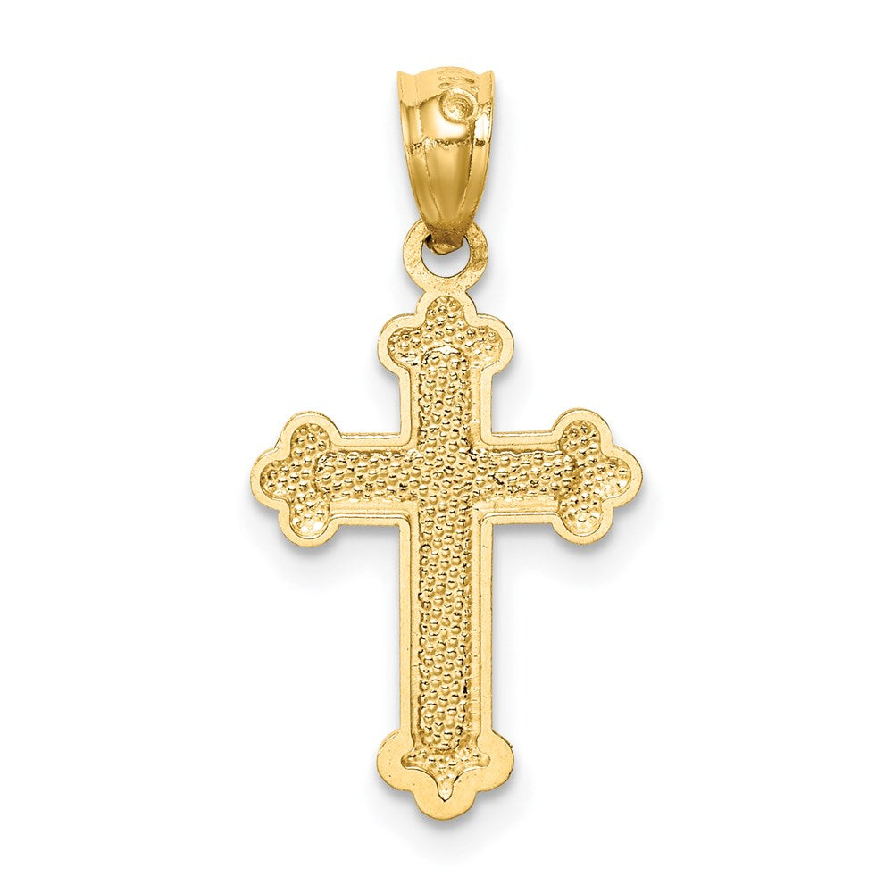14k Gold Polished Small Budded Cross Charm