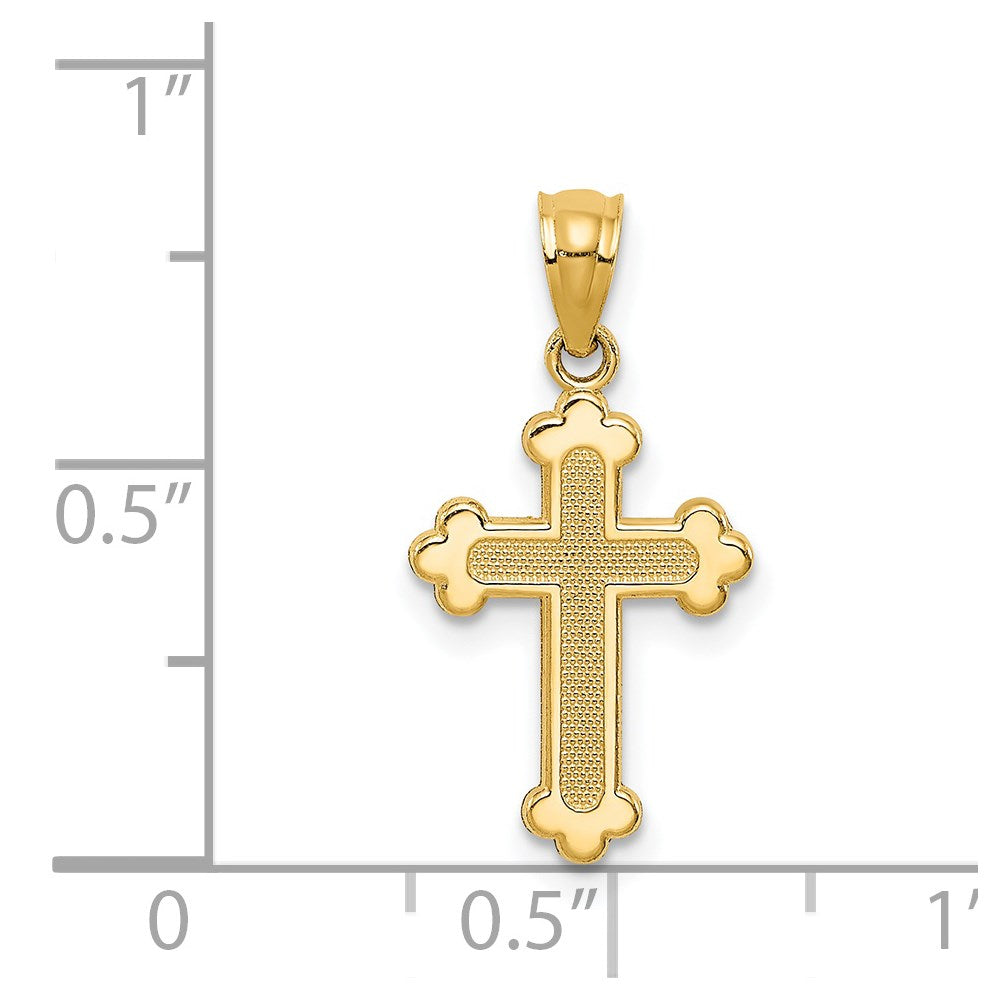 14k Gold Polished Small Budded Cross Charm