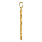 14k Polished Fleur de Lis Cross Pendant