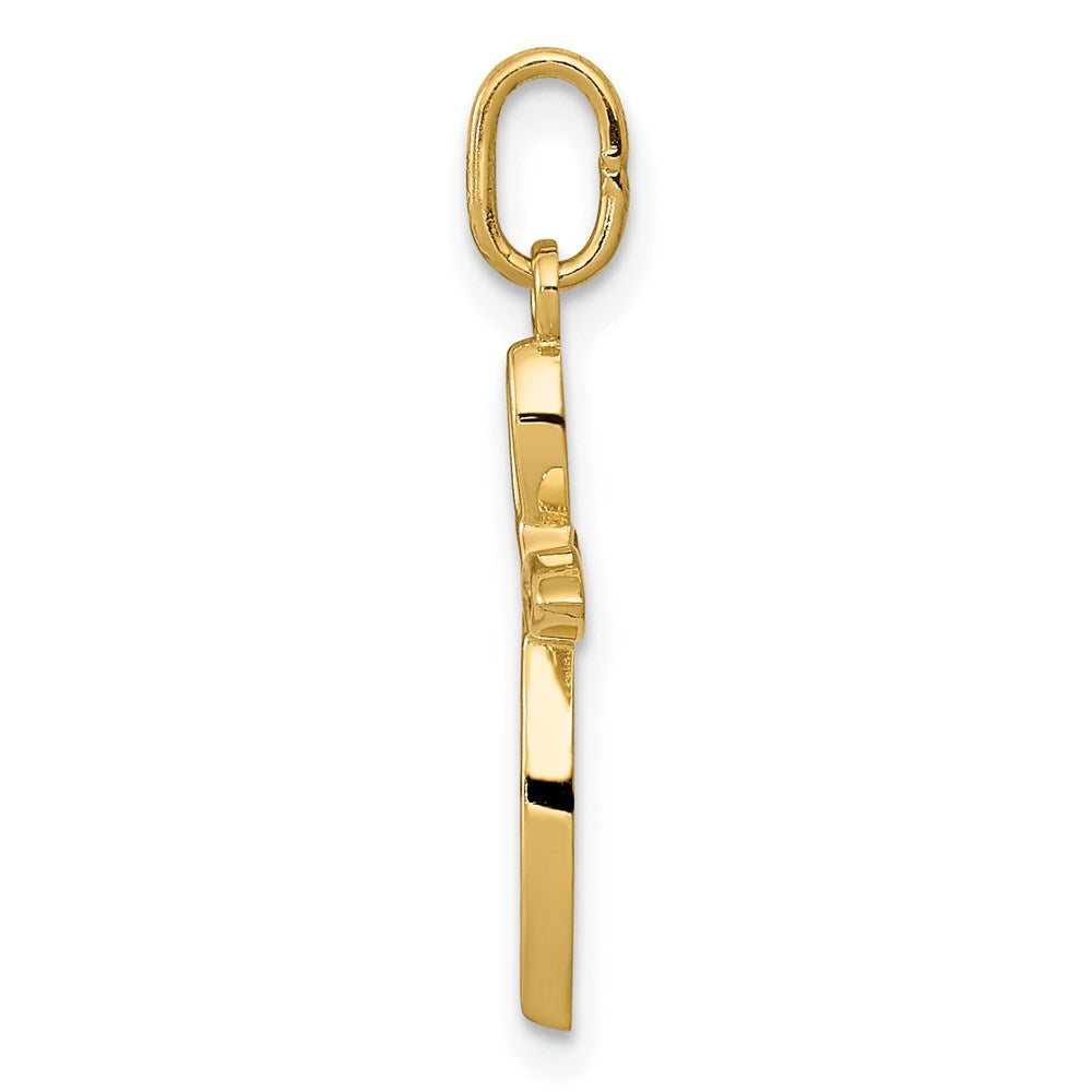 14k Polished Small Ribbon Cross Pendant
