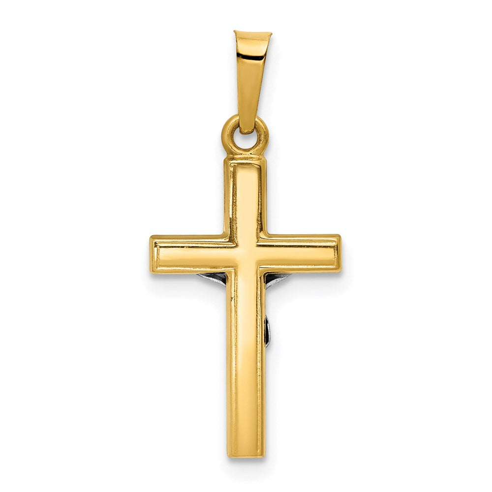 14K and White Rhodium Polished Inri Crucifix Pendant