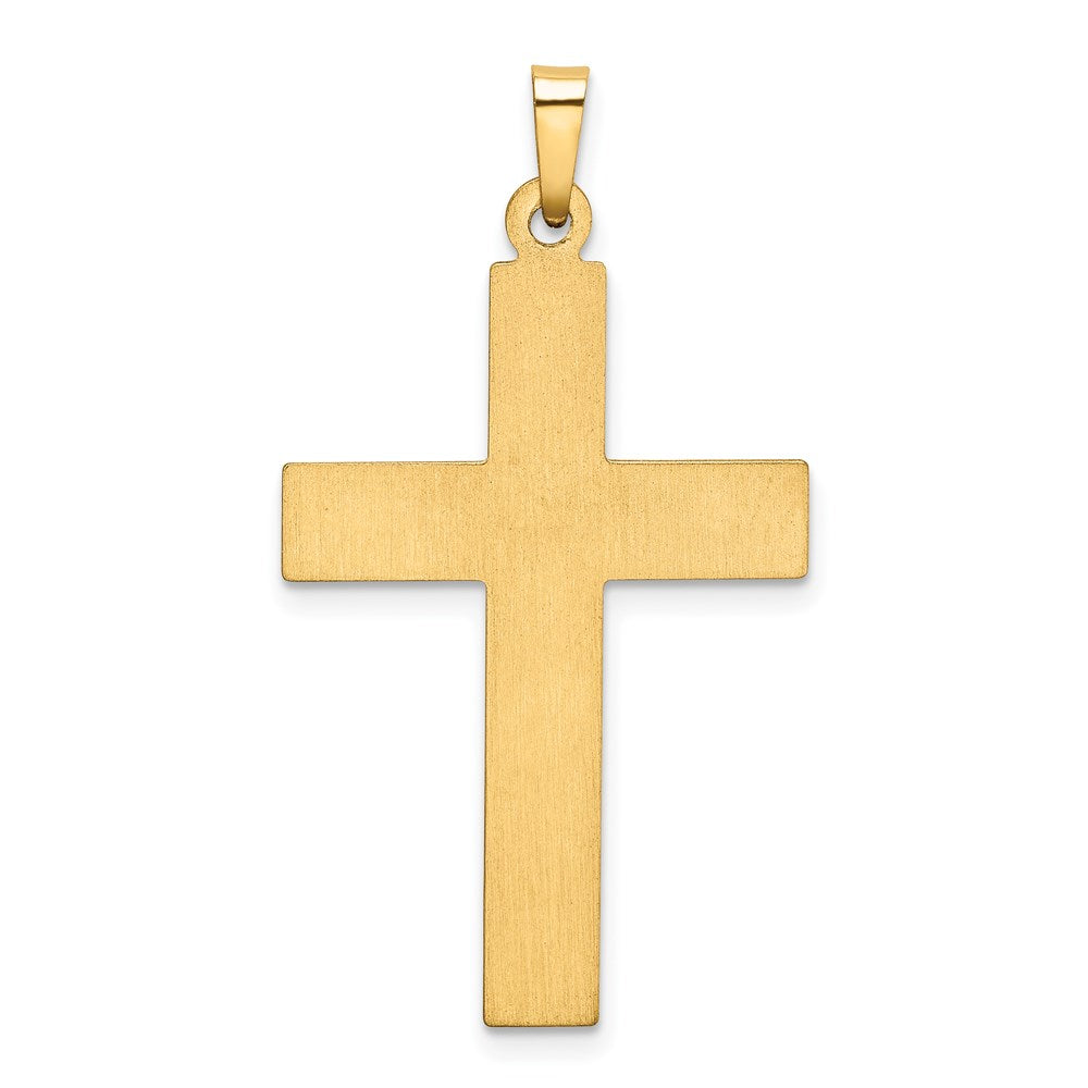 14K and White Rhodium Polished and Satin Cross Pendant
