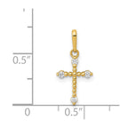 14k Polished Beaded CZ Cross Charm