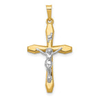 14k Two-tone Polished INRI Crucifix Pendant