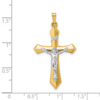 14k Two-tone Polished INRI Crucifix Pendant