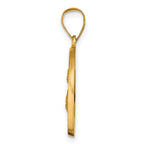 14K Polished  and  Satin Hollow Spanish Santa Lucia Medal Round Pendant