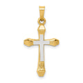 14k and White Rhodium Hollow Cross Pendant