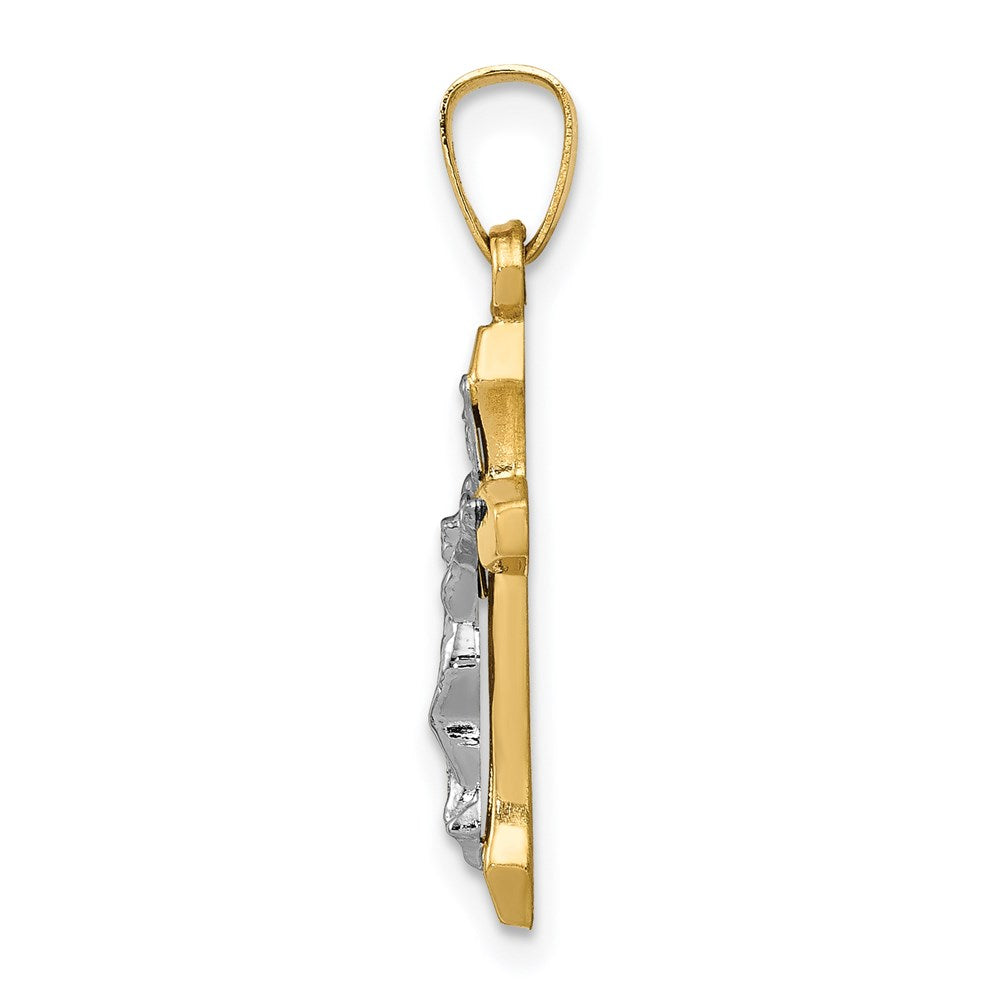 14k Two-tone INRI Hollow Crucifix Pendant